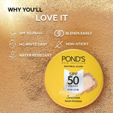 POND'S Sunscreen Face Powder, SPF 50 UVA & UVB with PA+++, 20g, for Sun Protection, Non-Oily & Non-Sticky, no White-Cast, for all Skin Types, Water-Resistant