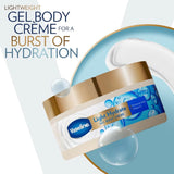 Vaseline Light Hydrate Gel Body Creme, 180 g. Hyaluronic Acid & Vitamin C for Hydrated, Radiant Skin
