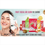 Lakme Blush & Glow Strawberry Sheet Mask Fruit Facial Like Glow (25ml