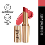 Lakme 9 To 5 Powerplay Priming Matte Lipstick, Lasts hrs, Peachy Affair (3.6g)