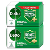 Dettol Original Germ Protection Bathing Soap Bar| Kills 99.99% germs, 125g each (Pack of 8)