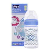 Chicco Well-Being 150 ml Feeding Bottle, Advanced Anti-Colic System, BPA Free, Hygienic Silicone Teat (Blue)