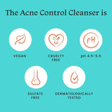 Foxtale Acne Control Cleanser for Oily & Acne Prone Skin, Controls Oil & Kills Acne Causing Bacteria, Acne Control Cleanser for Men & Women - 100 ml