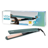 Vega Salon Smooth Hair Straightener for Women with Ceramic Coated Plates, Quick Heatup & Travel Friendly, Travel Lock, Green (VHSH-42)