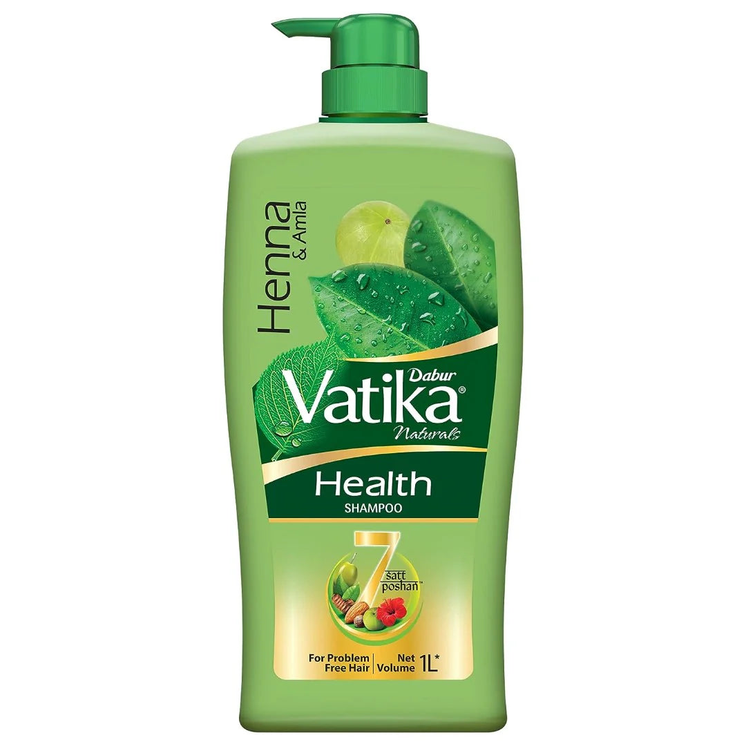 Dabur Vatika Health Shampoo - 1L | For Smooth, Shiny & Nourished Hair | For All Hair Types | Goodness of Henna & Amla