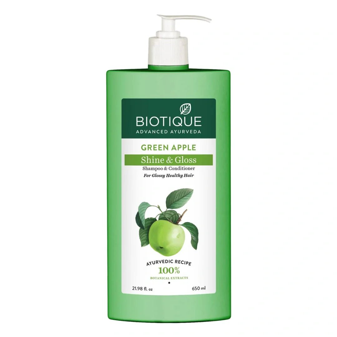 bioaplfsmp - Biotique Bio Green Apple Fresh Purifying Shampoo and Conditioner for Oily Scalp and Hair, 650m - Looknstyle