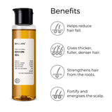 Brillare Onion Hair Oil with the Goodness of Cedar Wood & Sunflower Oil Helps in Hair Fall Control, 100% Natural Hair Oil With Refreshing Fragrance, 100ml
