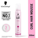 Schwarzkopf Taft Curl Hold 3 Hair Mousse, For Long Lasting Curls (200ml)