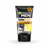 GMEFW - Garnier Men Turbo Bright Double Action Face Wash, Deep Cleansing Anti Pollution Face Wash with Charcoal and Vitamin C, Suitable for all Skin Types, 150g - Looknstyle