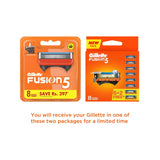 Gillette Fusion Manual Blades | 8 Pc | For men with styling back blade | For Perfect Shave and Perfect Beard Shape