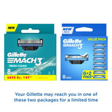 Gillette Mach 3 Manual Shaving Razor Blades-Pack Of 8S(Cartridge), Men