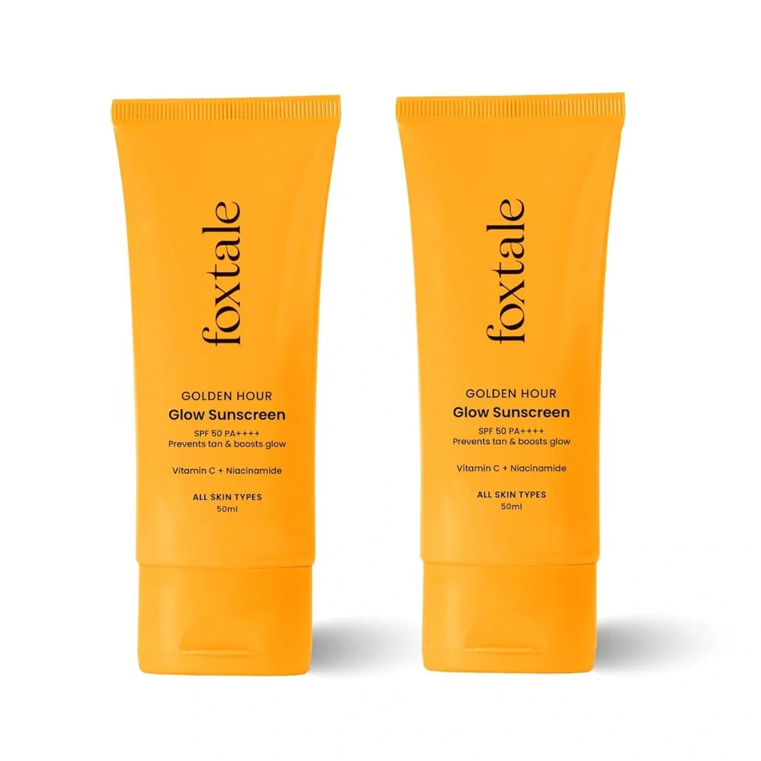foglosuns2 - Foxtale Pack of 2 SPF 50 Glow PA++++ Vitamin C & Niacinamide Sunscreen 50ml (Pack of 2) - Looknstyle