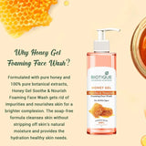 Biotique Honey Gel Soothe & Nourish Foaming Face wash | Soap Free Formula | Reduce Dryness | Suitable for All Skin Types | 200ml