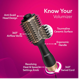 AGARO HV2179 Hot Air Brush for Hair, Blow Dryer Brush, Volumizer & Styler, 360° Airflow Vent, Oval Barrel for Hair Volume, Charcoal Bristles, Ceramic Coating Brushing Head, 1200W, Gold & Black