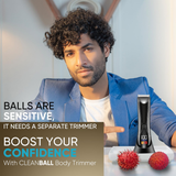 VEGA Cleanball Full Body Trimmer for Men|Private Parts,Pubic Hair, Balls,Manscaping, Body Multi-Purpose|IPX5 Waterproof|No Nicks or Cuts|90 Min Non-Stop Runtime with LED Flashlight|Fast Charge VHTH-33