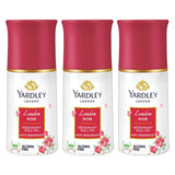 Yardley London London Rose Deodorant Roll-on - For Men & Women- 50ml (Pack of 3)