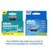 Gillette Mach 3 Bladed Shaving Cartridges Razor (4Pcs)