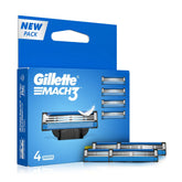 Gillette Mach 3 Bladed Shaving Cartridges Razor (4Pcs)