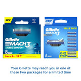 Gillette Mach 3 Turbo Shaving Razor Blades-Pack Of 8S(Cartridge), Men