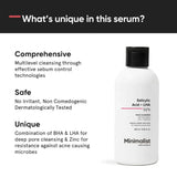 Minimalist Anti-Acne Salicylic Acid 2% Face Wash with LHA for Pore Cleansing, Oil Control & Sebum Regulation | Sulfate-Free Formula with Zinc for Gentle Exfoliation (250ml)