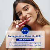 NIVEA Shine Caring Lip Balm, Pomegranate, 4.8G, Red