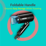 NOVA NHP 8105 Silky Shine Hot & Cold Foldable 1200W Hair Dryer - Black & Blue