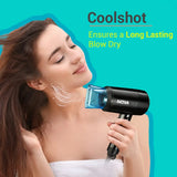 NOVA NHP 8105 Silky Shine Hot & Cold Foldable 1200W Hair Dryer - Black & Blue
