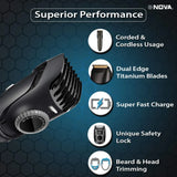 Nova NHT 1098 USB Titanium Coated: 150 Minutes Runtime Beard Trimmer for Men (Black)