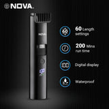 Nova Men Nht 1100 Digital Waterproof Trimmer 200 Min Runtime 60 Length Settings (Black)