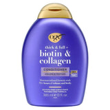 ogx5 - OGX Thick & Full Biotin & Collagen Volumizing Conditioner | Vitamin B7, Collagen & Hydrolyzed Wheat Protein, For Thicker, Fuller, Healthier looking hair, Sulfate Parabens Free (385ml) - Looknstyle