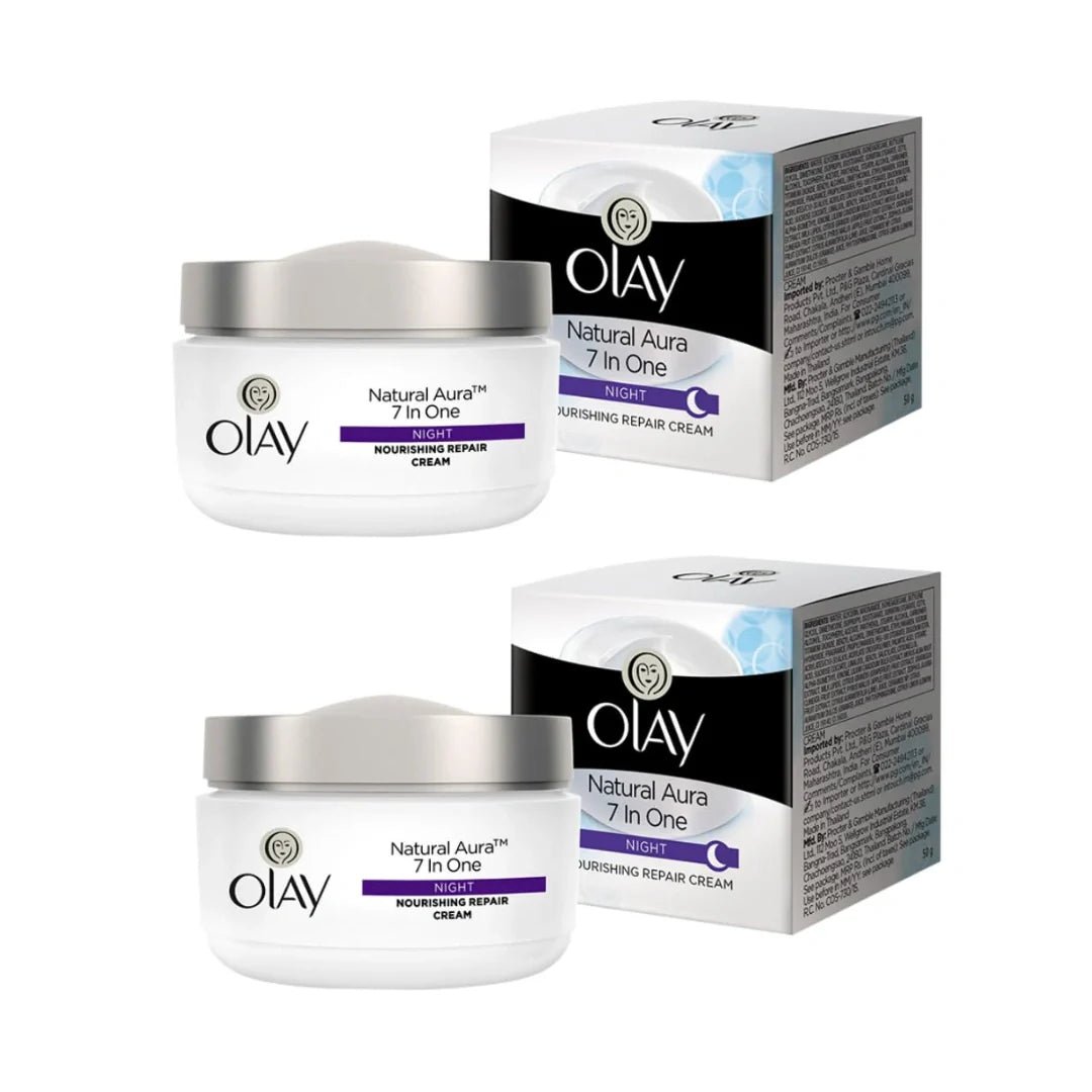 olnanicrm - Olay Natural Aura Night Cream | Nourishes Skin for Healthy Glow | Fights 7 Signs of Ageing - 50g (Pack of 2) - Looknstyle
