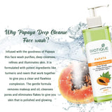 Biotique Papaya Deep Cleanse Face Wash | Gentle Exfoliation | Visibly Glowing Skin | | Suitable for All Skin Types | 200ml