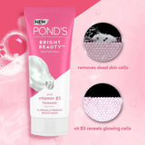 pofwb - POND'S Bright Beauty Anti - Dullness & Brightening Facewash with Niacinamide | For Glass - Skin Like Shine and with 4X Visibly Brighter Skin, 150gm - Looknstyle