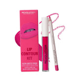 Makeup Revolution- Lip Contour Kit- Soulful Pink| Highly pigmented | Long lasting matte liquid lipstick | Creamy formula | Effortless to glide- 3 ml +0.8 g