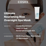 COSRX Ultimate Nourishing Rice Overnight Spa Mask, 60ml / 2.02 fl.oz | Rice Extract 68% and Niacinamide 2% | Korean Skin Care, Animal Testing Free, Paraben Free