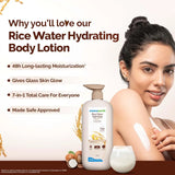 Mamaearth Rice Water Hydrating Body Lotion with Rice Water & Niacinamide for Dewy Glass Skin (400ml)