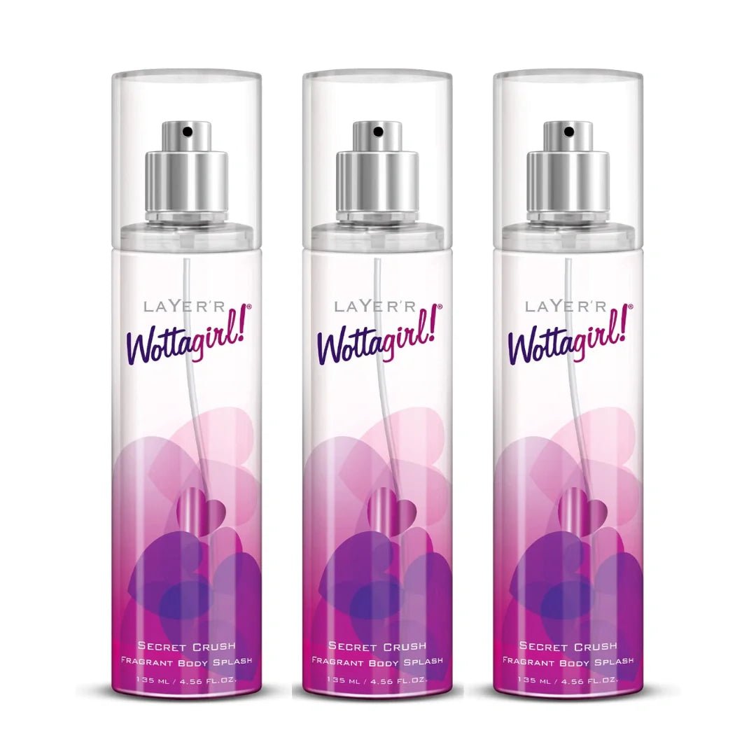 laysecde2 - Layer'r Wottagirl Secret Crush Body Splash Spray For Women - 135ml (Pack of 3) - Looknstyle