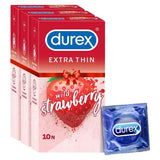Durex Extra Thin Wild Strawberry Flavoured Condoms For Men - 10N