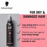 sch101 - Schwarzkopf TAFT Power Hold 5 Hair Mousse, Lasts 24 Hours, Cashmere - Like Softness, With No Stickiness, Heat Protection, Silicone Free, Lightweight Styler To Controls Frizz And Provides Shine (200ml) - Looknstyle