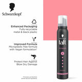 sch101 - Schwarzkopf TAFT Power Hold 5 Hair Mousse, Lasts 24 Hours, Cashmere - Like Softness, With No Stickiness, Heat Protection, Silicone Free, Lightweight Styler To Controls Frizz And Provides Shine (200ml) - Looknstyle