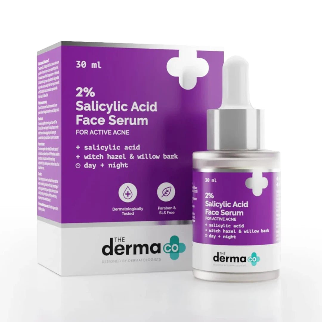 tbcsyfsrm - The Derma Co 2% Salicylic Acid Face Serum | Witch Hazel & Willow Bark | For Active Acne I Controls Sebum Production & Prevents Skin Damage I BHA Based Exfoliant for Acne Prone & Oily Skin – 30ml - Looknstyle