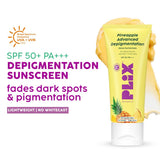 PLIX - THE PLANT FIX Pineapple Advanced Depigmentation Dewy Sunscreen SPF 50 PA++++ | Alpha Arbutin & Aquaxyl | Reduces Pigmentation, Protects from UV & Blue Light, Hydrates Skin | Vegan & Paraben-Free | 50g