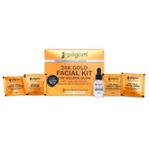 Pilgrim 24K Gold Facial Kit for Instant Radiance & Golden Glow: Includes Gold Cleanser, Scrub, Massage Cream, Facial Mask,