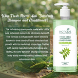 botqfnshcnd - Biotique Fresh Neem Anti - Dandruff Shampoo & Conditioner (500ml) - Looknstyle