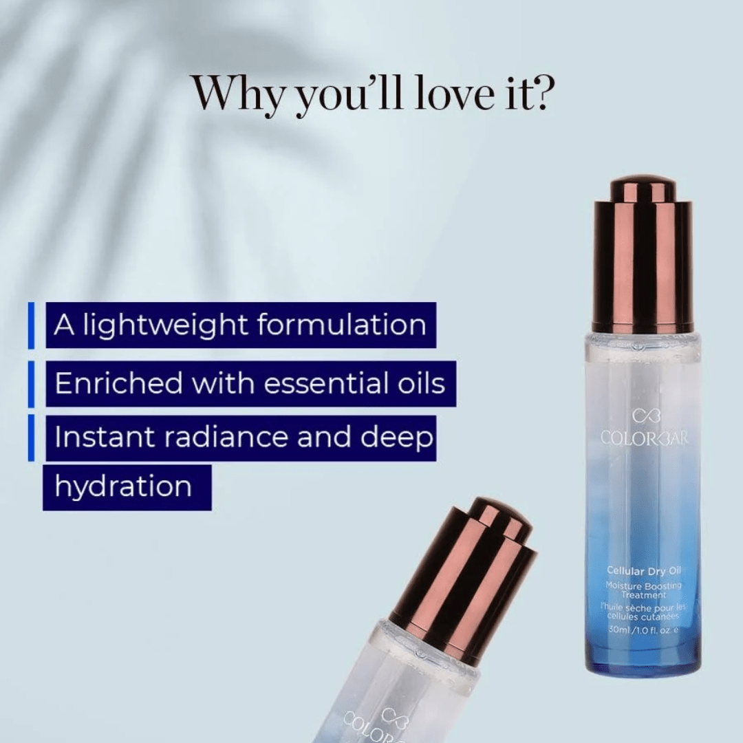 cb face oil - Colorbar Cosmetics Colorbar Cellular Dry Oil, 30 ml | Lightweight oil that moisturizes skin | No parabens, No alcohols | Dermatologically tested - Looknstyle