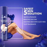 Urban Yog Hair Removal Cream Spray With Tulip Fragrance | Pain-free Body Hair Removal for Women (Blue) (130ml)