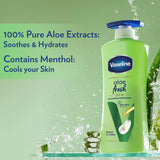 Vaseline Aloe Fresh Body Lotion,24 HR Long Lasting Moisturisation with Aloe Vera extract and Menthol, 600ml