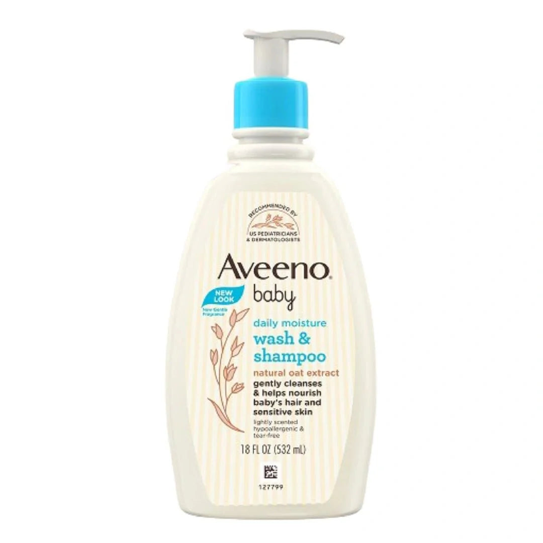 Aveeno Baby Daily Moisture Wash & Shampoo | Gentle Cleanser for Head to Toe | for Dry & Sensitive Skin 532ml - Deals999