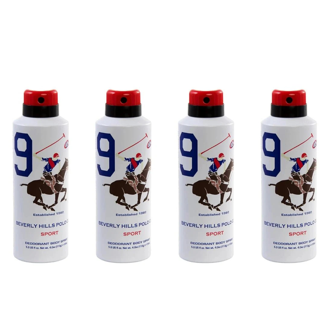 Beverly Hills Polo Club No.9 deodorant for men 175ml pack of 4 - Deals999