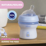 chcbtlblu150 - Chicco Natural Feeling 150ml Baby Milk Feeding Bottle with Wide Neck, Anti - Colic for Easy Milk Flow, for Babies & Toddlers 0m+ (Blue) - Looknstyle